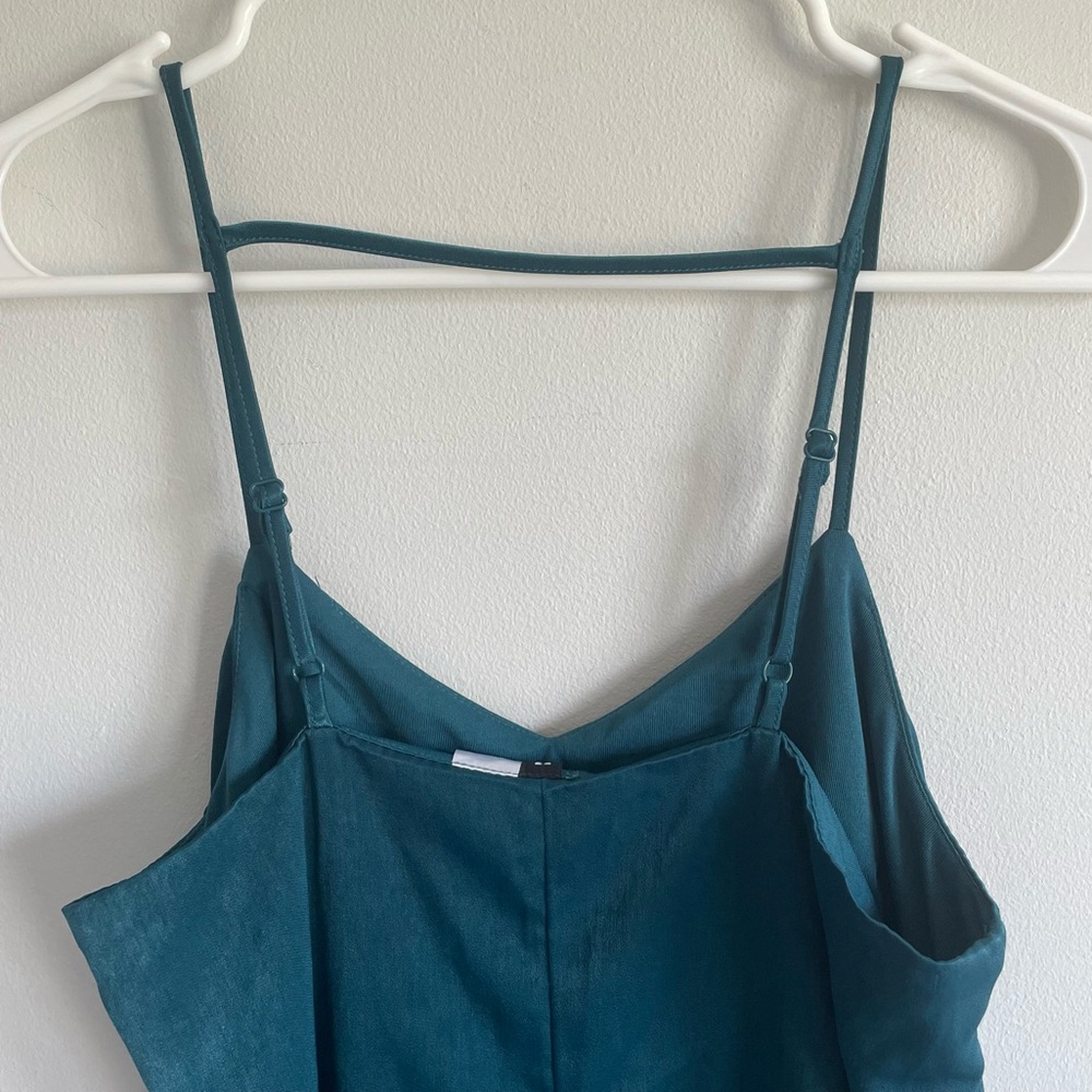Divided by H&M Teal Blue Silky Strappy Sleeve Mini Slip Cocktail Dress - Picture 6 of 8